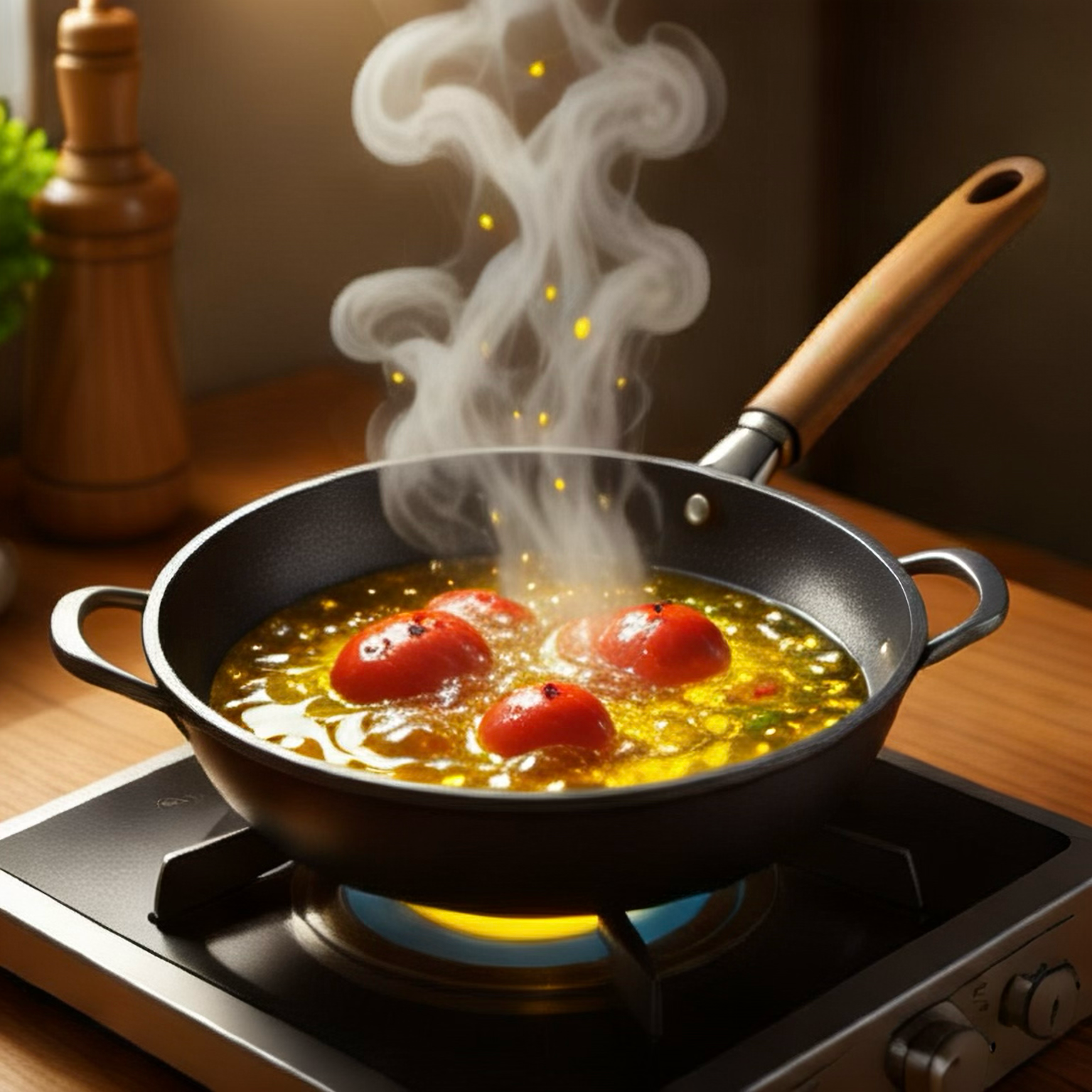 Frying tips showing food being fried in hot oil for crispy results